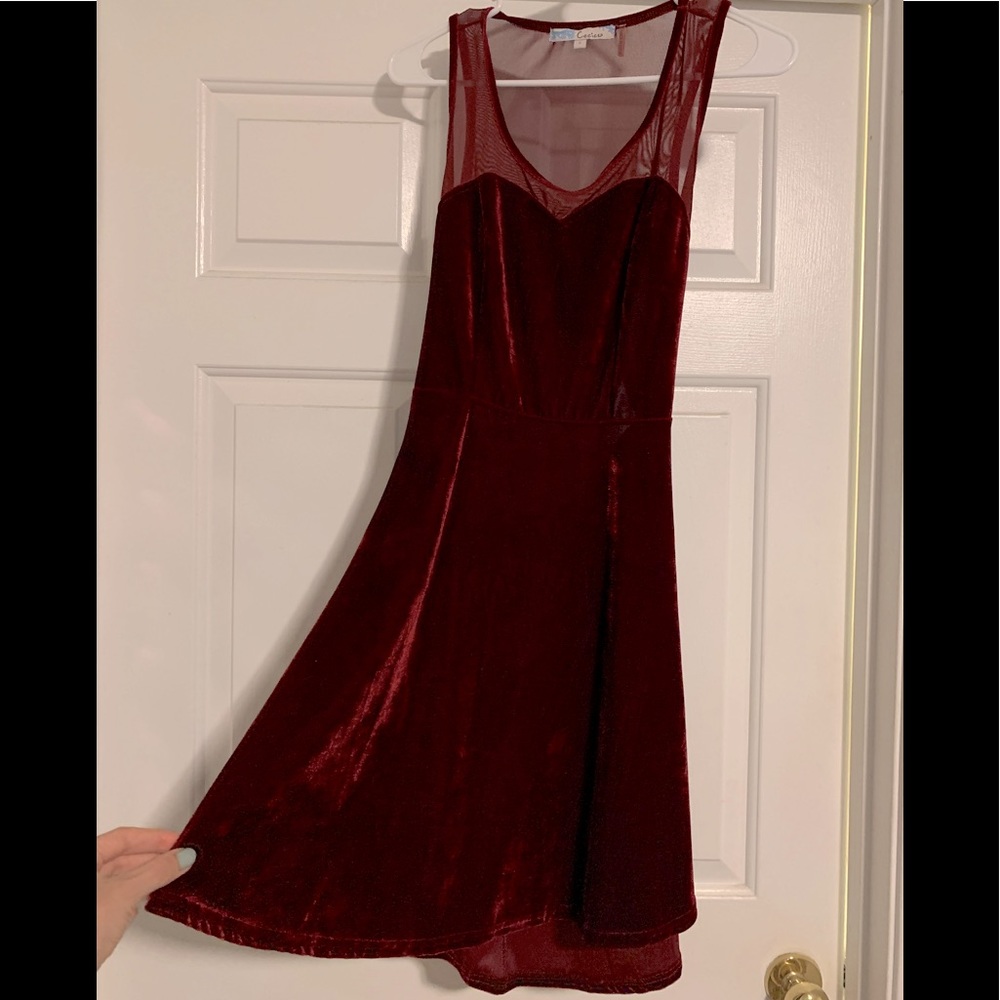 Velvet mesh skater dress